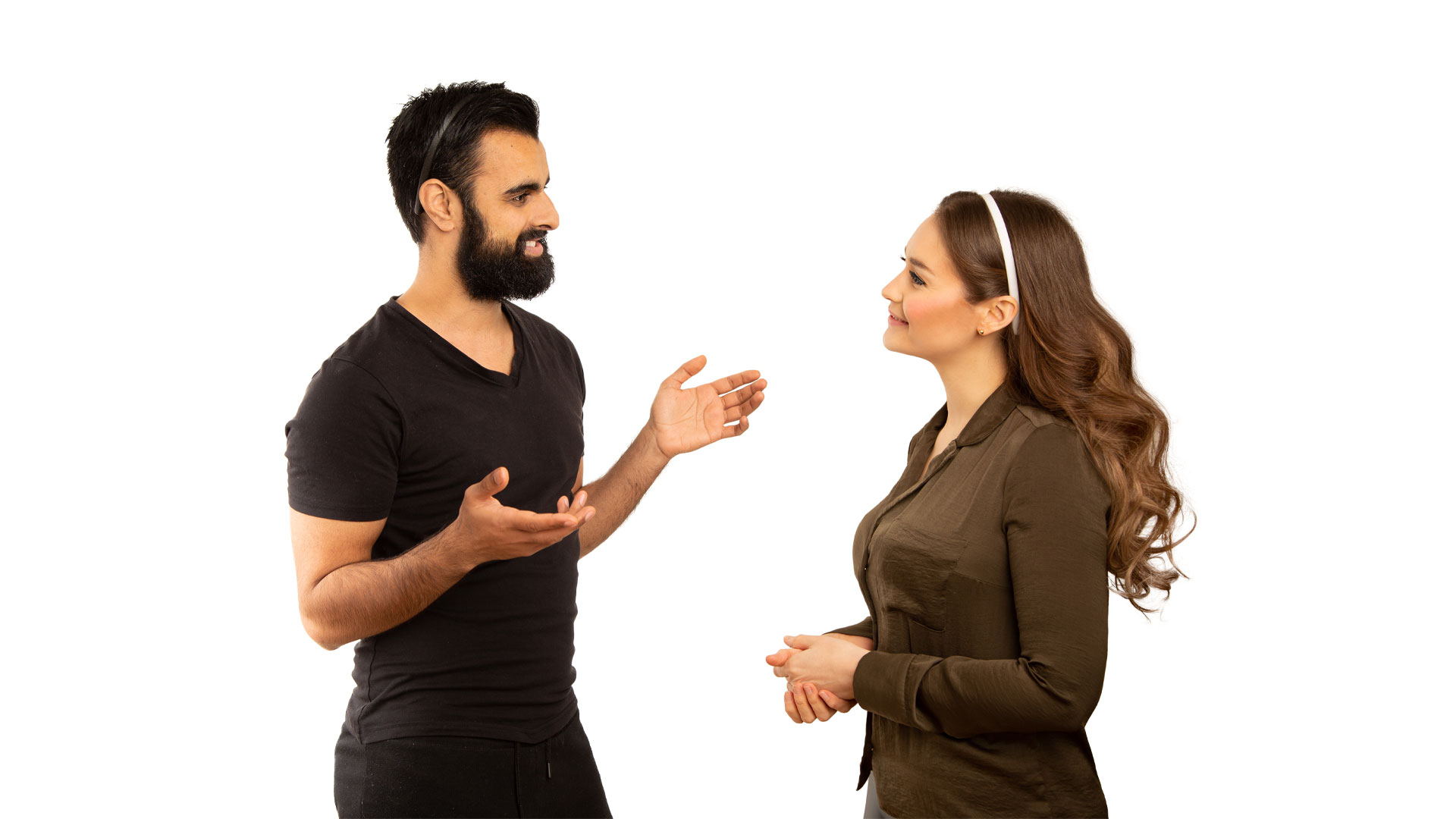 Bone headphones insitu talking boy and girl