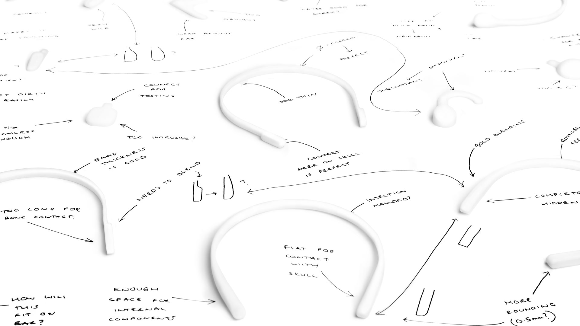 Bone headphones 3d printed prototypes