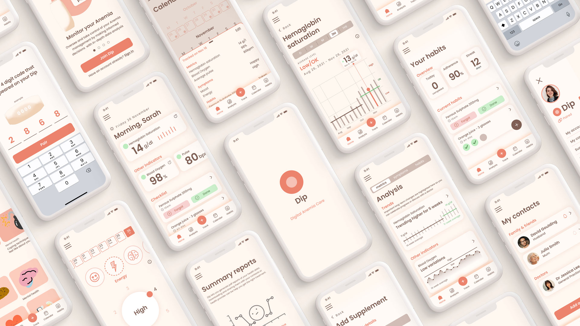 Dip app screens mockup