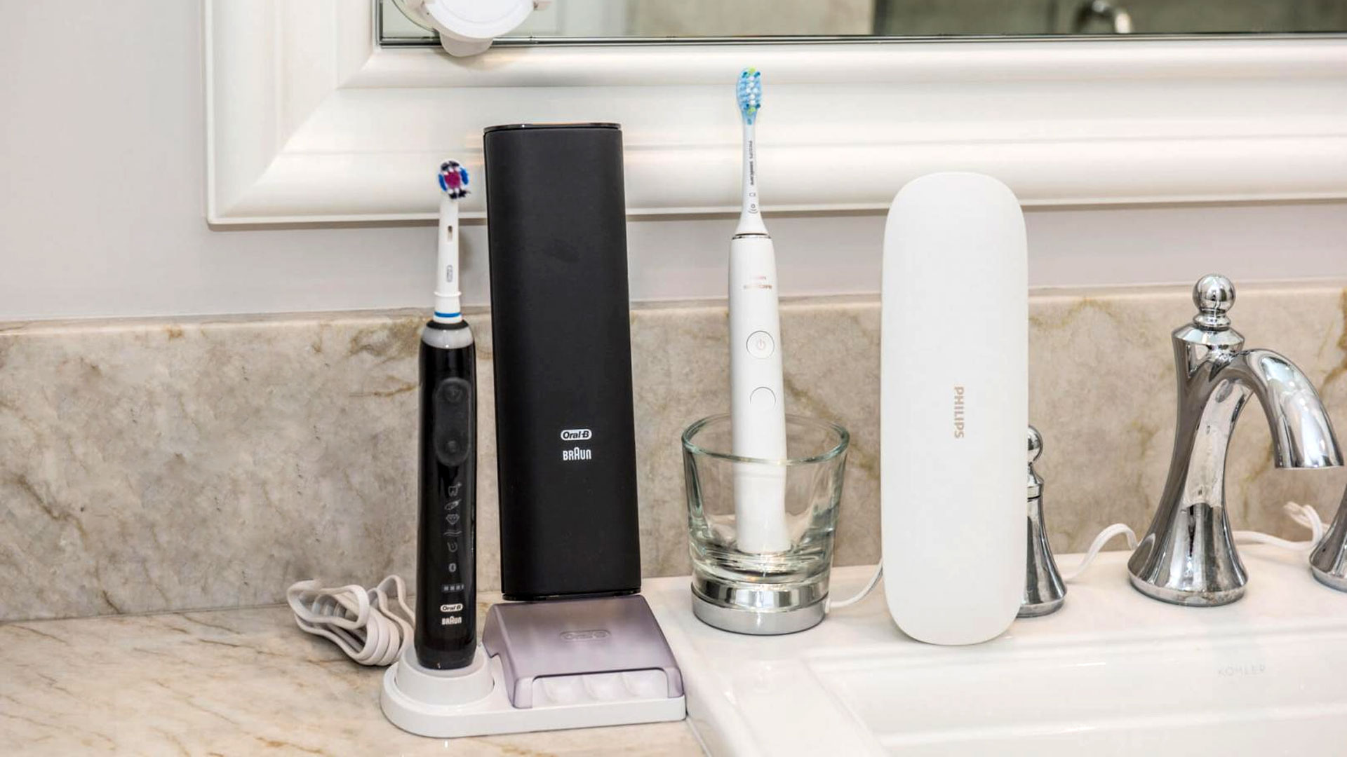 Ugly electric toothbrush in bathroom